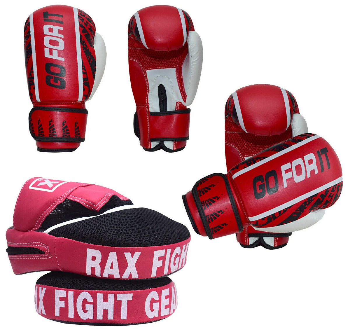 Boxing Gloves And Pads Curved Focus Pad Hook and Jab Punch Bag Kick MMA RAX