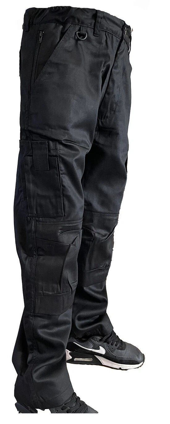 Men's Combat Cargo Work Trousers SEMI ELASTICATED WAISTBAND with KNEE PAD POCKET