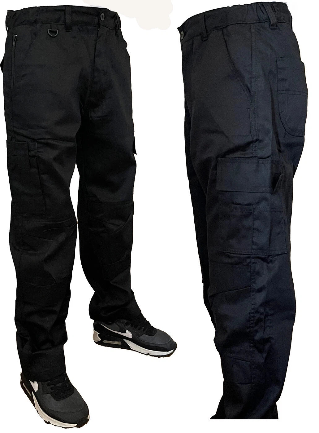Men's Combat Cargo Work Trousers SEMI ELASTICATED WAISTBAND with KNEE PAD POCKET