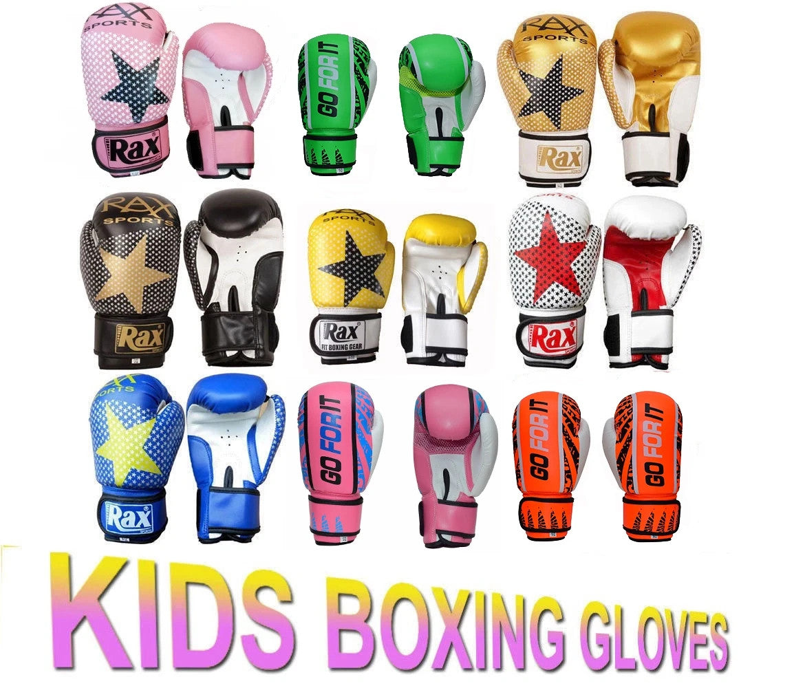 Kids Boxing Gloves Punch Bag Sparring Training Mitts MMA 4oz- 6oz- 8oz- R A X