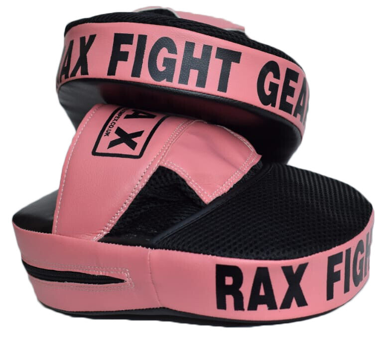 Pink Curved Focus Pads With Boxing Gloves Hook and Jab Punch Bag Kick MMA R A X