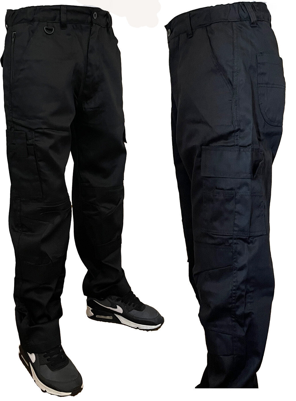 Men's Combat Cargo Work Trousers SEMI ELASTICATED WAISTBAND with KNEE PAD POCKET