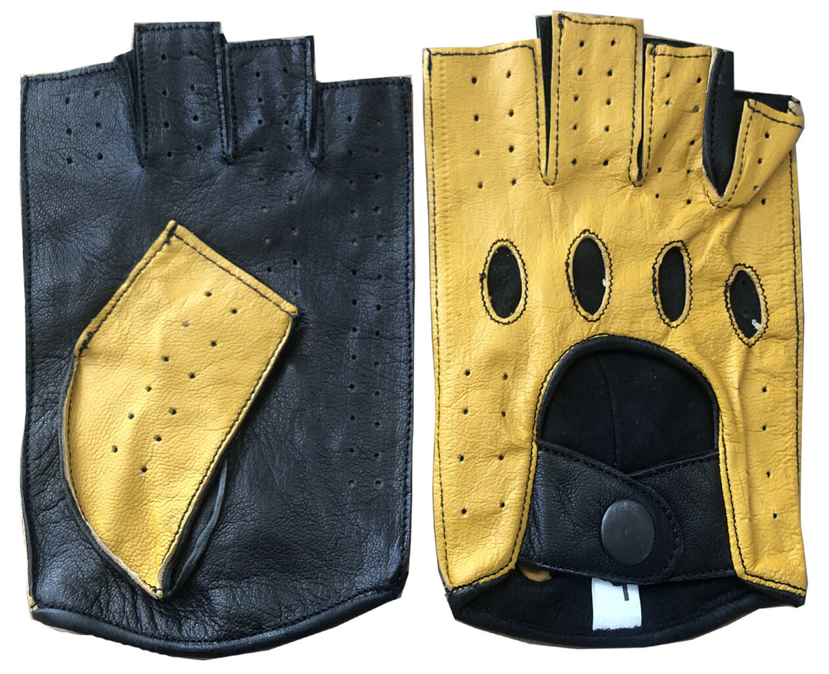 Driving Gloves Retro Real Leather Men Finger less Cycle Unlined Chauffeur R A X