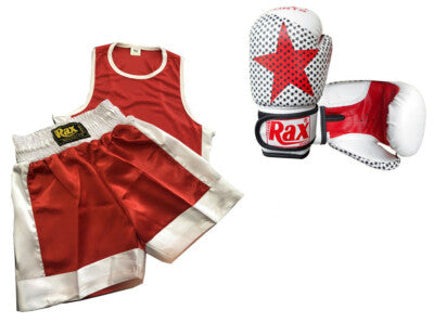 Kids Boxing Uniform Set of 3+ Boxing Gloves+ Age 3-14 Years R A X