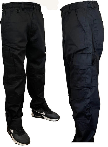 Men's Combat Cargo Work Trousers SEMI ELASTICATED WAISTBAND with KNEE PAD POCKET
