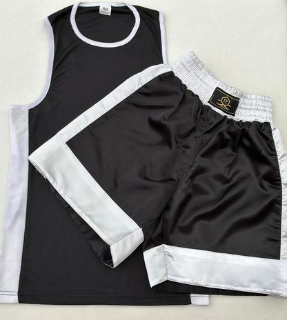 Kids Boxing Shorts & Top 2 Piece Thai Kick MMA Set High Quality Satin Fabric