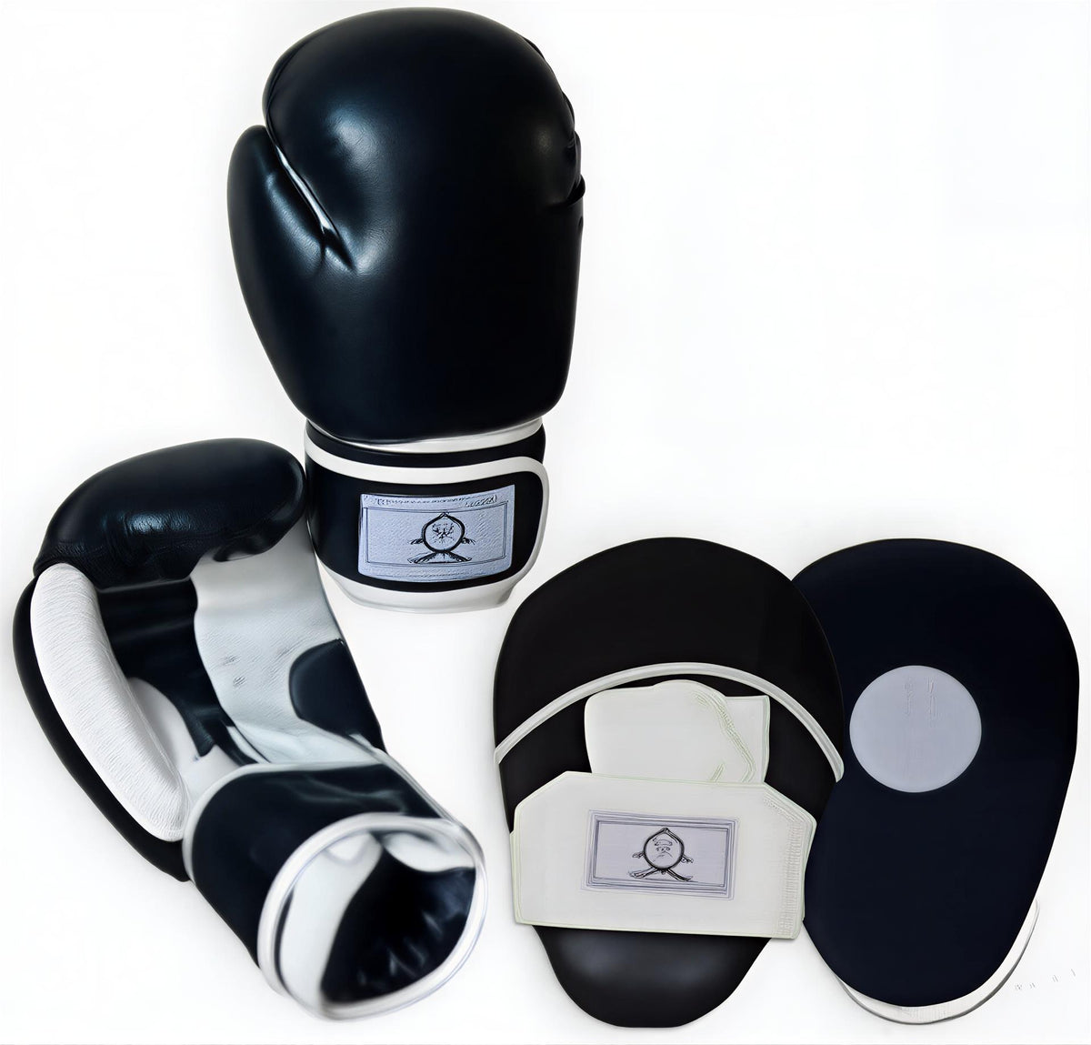 Focus Pads and Boxing Gloves Set Hook & Jabs Mitts Punch Bag Gym Training MMA