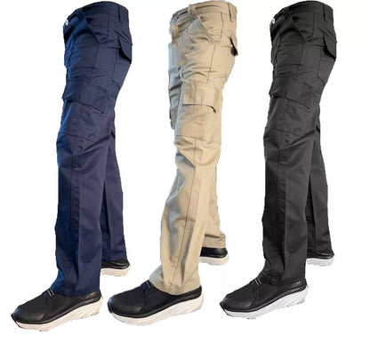 Mens Cargo Combat Work Trousers Size 26 to 56 Black Navy & Brown