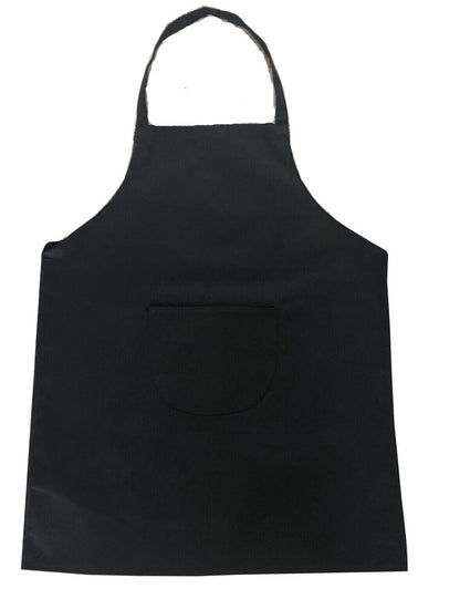 CHEFS APRON Black Poly Cotton Catering Cooking BBQ with Bib Pockets