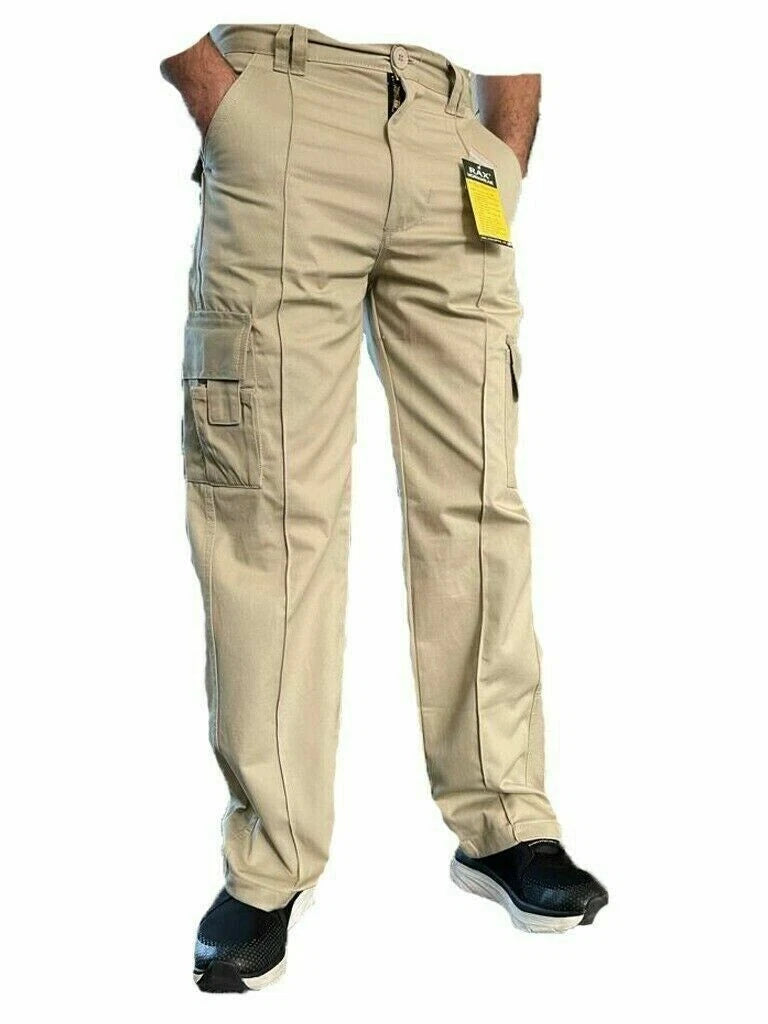 Mens Cargo Combat Work Trousers Size 26 to 56 Black Navy & Brown
