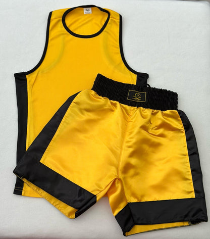 Kids Boxing Shorts & Top 2 Piece Thai Kick MMA Set High Quality Satin Fabric