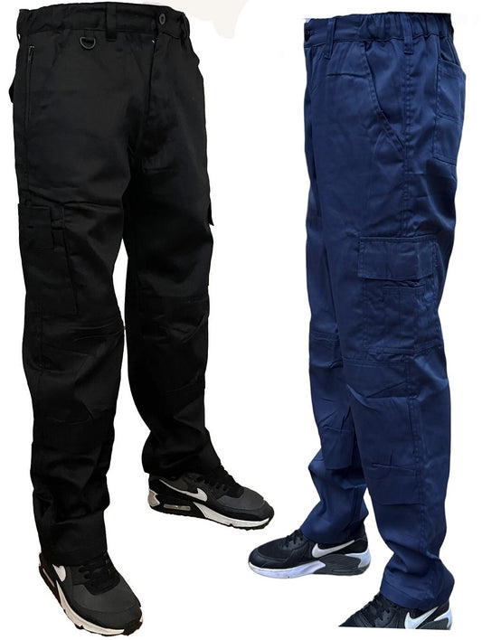 Men's Combat Cargo Work Trousers SEMI ELASTICATED WAISTBAND with KNEE PAD POCKET