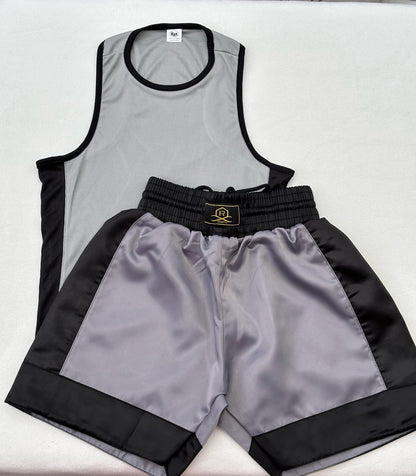 Kids Boxing Shorts & Top 2 Piece Thai Kick MMA Set High Quality Satin Fabric