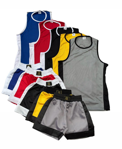 Kids Boxing Shorts & Top 2 Piece Thai Kick MMA Set High Quality Satin Fabric