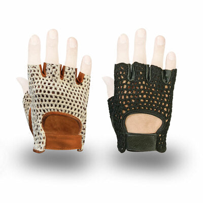 Weight lifting fingerless gloves crochet leather padded gym training cycling