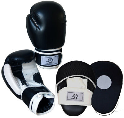 Focus Pads and Boxing Gloves   Set Hook & Jabs Mitts Punch Bag Gym Training MMA