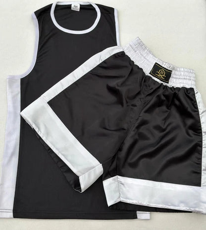 Kids Boxing Shorts & Top 2 Piece Thai Kick MMA Set High Quality Satin Fabric